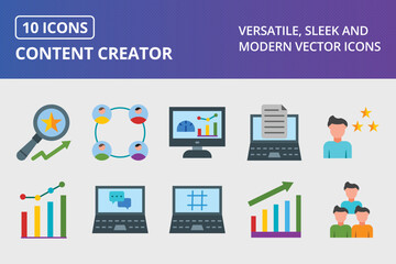 Content Creator Flat Icon Set