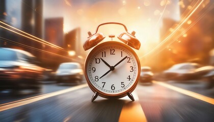 Urgency and immediate action, showcasing symbols like clocks, alarms, and rapid movement. Ideal for topics related to time management, deadlines, and emergency situations.