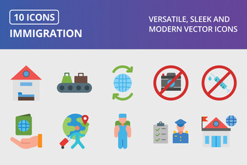 Immigration Flat Icon Set