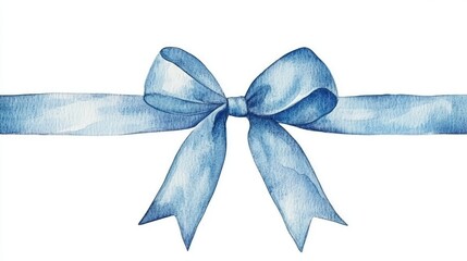 Elegant blue watercolor bow frame featuring a knotted thin ribbon in a vintage style suitable for designing cards and invitations for weddings Valentine s Day and birthdays