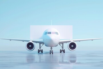 Obraz premium A white airplane with a large white sign on the side