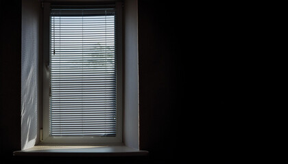 Fototapeta premium A Window With Blinds in the Dark and Copy Space
