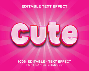 Editable text effect cute 3D text effect with pink background