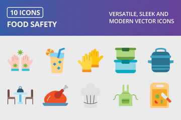 Food Safety Flat Icon Set