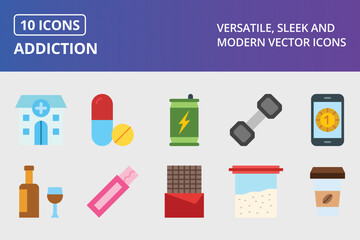 Addiction Flat Icon Set