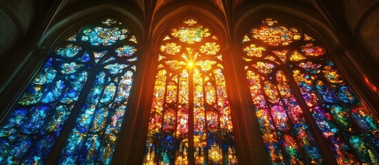 Obraz premium Stained Glass Window in a Cathedral