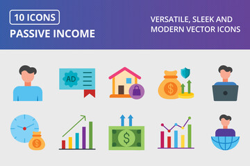 Passive Income Flat Icon set