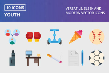 Youth Flat Icon Set