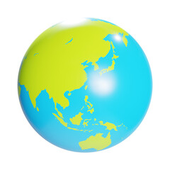 a 3d globe asia toy icon