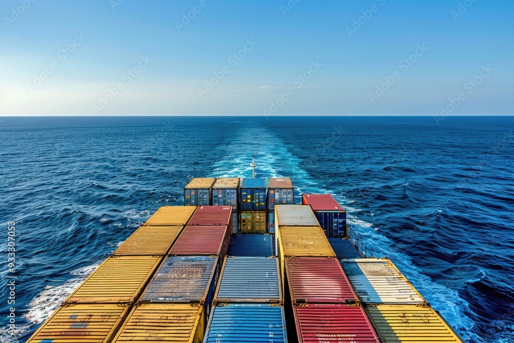 Poster A large container ship sailing through open waters