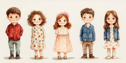 Joyful Gathering of Diverse Children in Spring