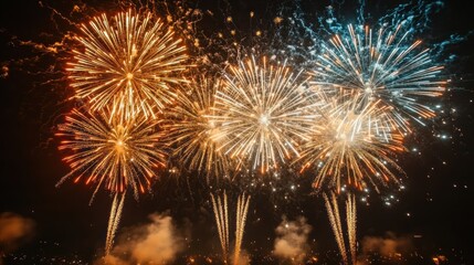 Naklejka premium Colorful Fireworks Display in the Night Sky