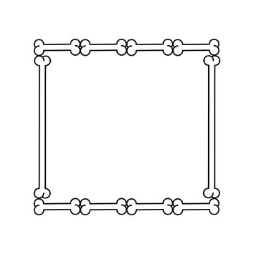 linear design of bones frame for halloween in black color with transparent background