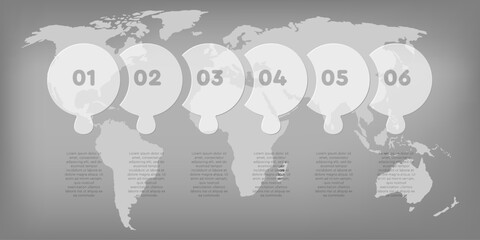 Transparent diagram infographic process on 6 steps