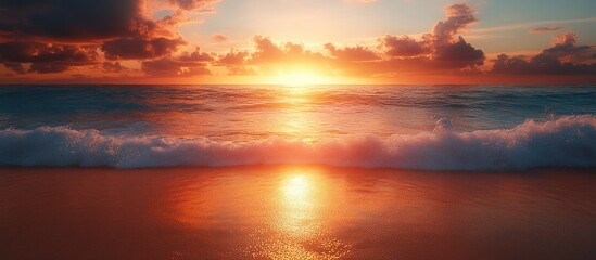 Obraz premium Golden Sunset over the Ocean