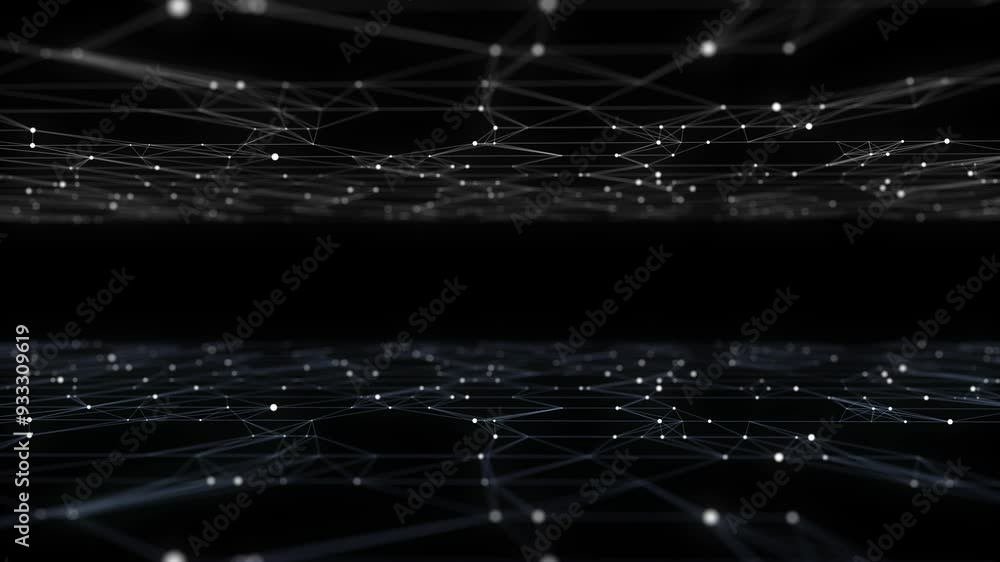 Poster technology perspective grid background. digital space wireframe landscape. dark cyberspace with colo
