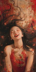 Naklejka premium Asian women who are happy