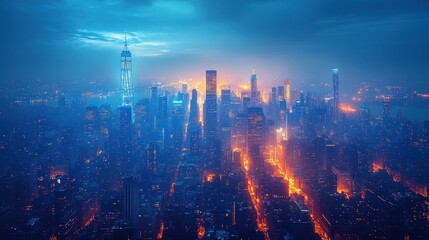 Fototapeta premium Nighttime Skyline of New York City