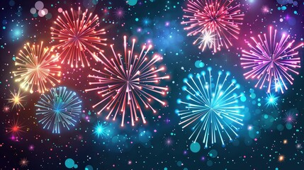 Fototapeta premium Colorful Fireworks Display in Night Sky