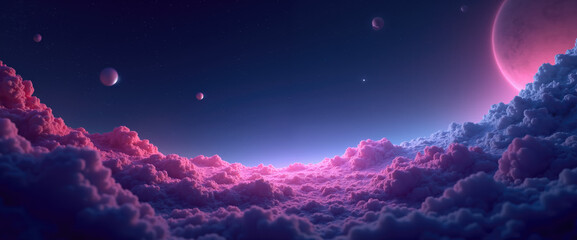Fototapeta premium Pink&Blue Clouds - Fantasy Sky Background for Space Exploration, Dreamscape and Galaxy Designs
