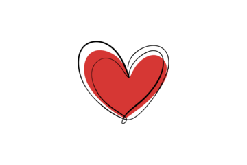 A red heart with abstract, overlapping lines