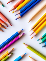 Fototapeta premium Close-up of Colorful Pencils Arranged in Diagonal Pattern