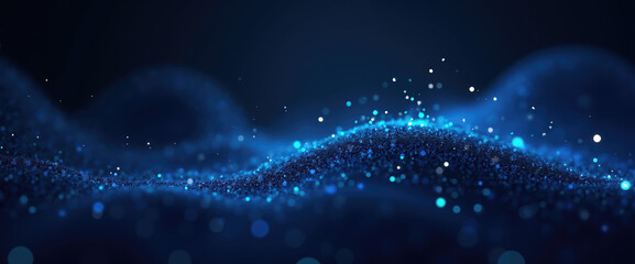 Obraz premium Abstract Blue Glittering Particles, Digital Background Design for Technology, AI, Business Presentation, Digital Art