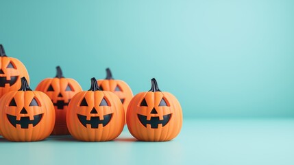 Festive Pumpkin Dance Party on Halloween Night with Copy Space, Selective Focus,