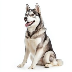 Fototapeta premium A dog is sitting on a white background