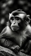 Obraz premium Black and White Photography of a Monkey. Lowkey.