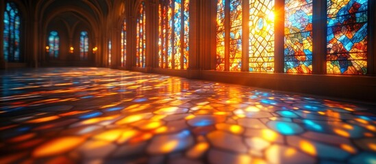 Obraz premium Stained Glass Reflections in a Cathedral