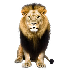 Fototapeta premium [Transparent Background PNG]Close Up Portrait Of A Sitting Male Lion With A Black Mane