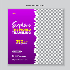 Travel and tour  post  design also travel holiday flyer layout vector template design 
