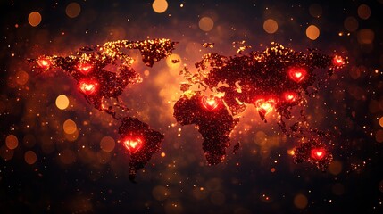 World Map with Hearts