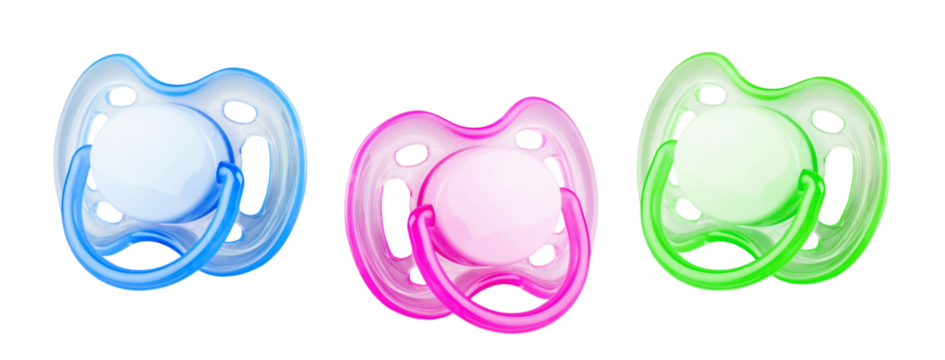 Color baby dummy isolated on transparent background. PNG format	
