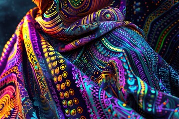 Fototapeta premium A close-up shot of a person wearing a vibrant scarf, perfect for use in editorial or advertising content