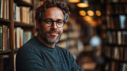 Fototapeta premium Portrait of a Man in a Library