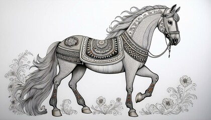 A horse in Indian authentic design and craft 