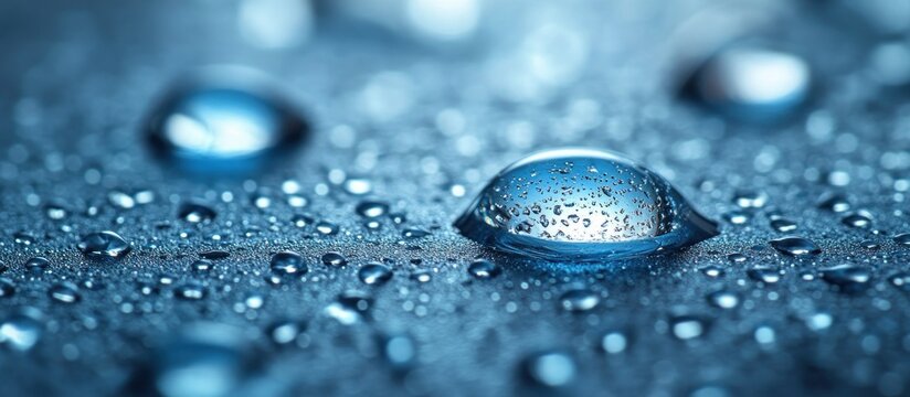 Water Droplets on a Blue Surface