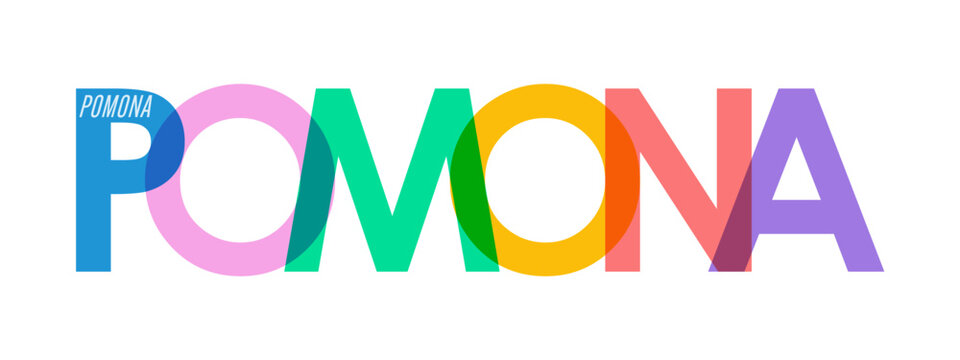 POMONA. The name of the city on a white background. Vector design template for poster, postcard, banner