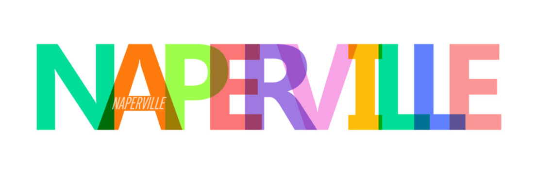 NAPERVILLE. The name of the city on a white background. Vector design template for poster, postcard, banner