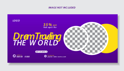 Travel Facebook cover design template, Realistic travel twitter header, Flat design travel agency template

