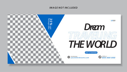 Travel Facebook cover design template, Realistic travel twitter header, Flat design travel agency template

