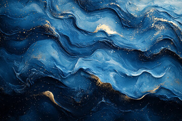 Fototapeta premium An abstract digital painting of swirling blue waves