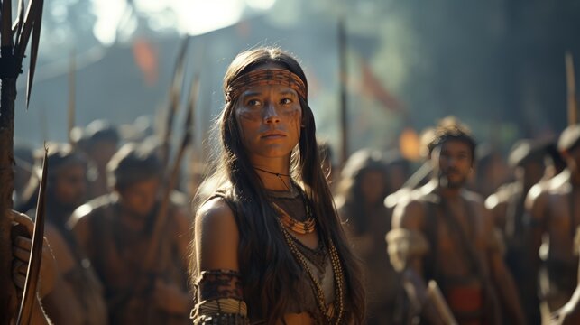 Yanomami tribe members in traditional attire with unique headdresses and body art