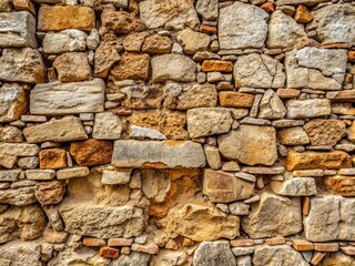 Fototapeta premium A detailed, high-resolution image of rough, weathered stone walls with intricate cracks, crevices, and imperfections, showcasing texture and mapping possibilities.
