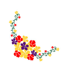 Wreath of hand-painted flowers, red and green tones, Christmas decorations