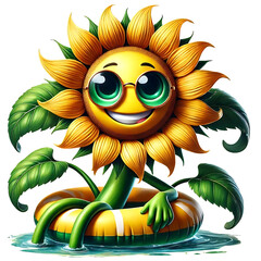 Fototapeta premium Playful Sunflower Clipart, Cute & Funny Sunflower Graphics