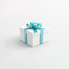 Obraz premium a 3d white gift box with turquoise ribbon