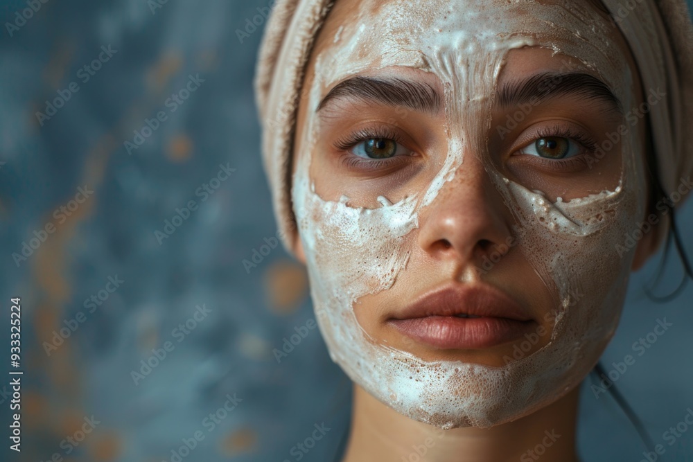 Poster a close-up shot of a person wearing a face mask, ideal for use in healthcare or safety related conte